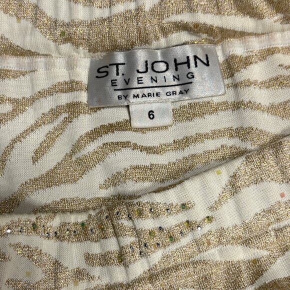 St. John Evening by Marie Gray 2-Piece Gold & IvorySparkle Suit - Picture 4 of 7